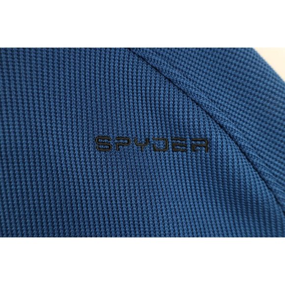 Spyder Mens XL Color Block Heavyweight Bandit Half Zip Pullover Sweater Blue - Picture 8 of 11